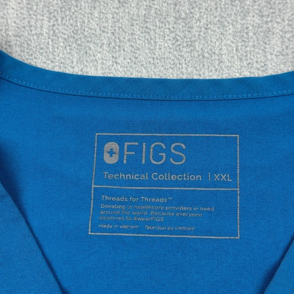 Figs Scrub Top Mens 2XL Blue‎ Chisec Three Pocket Technical Collection Medical
